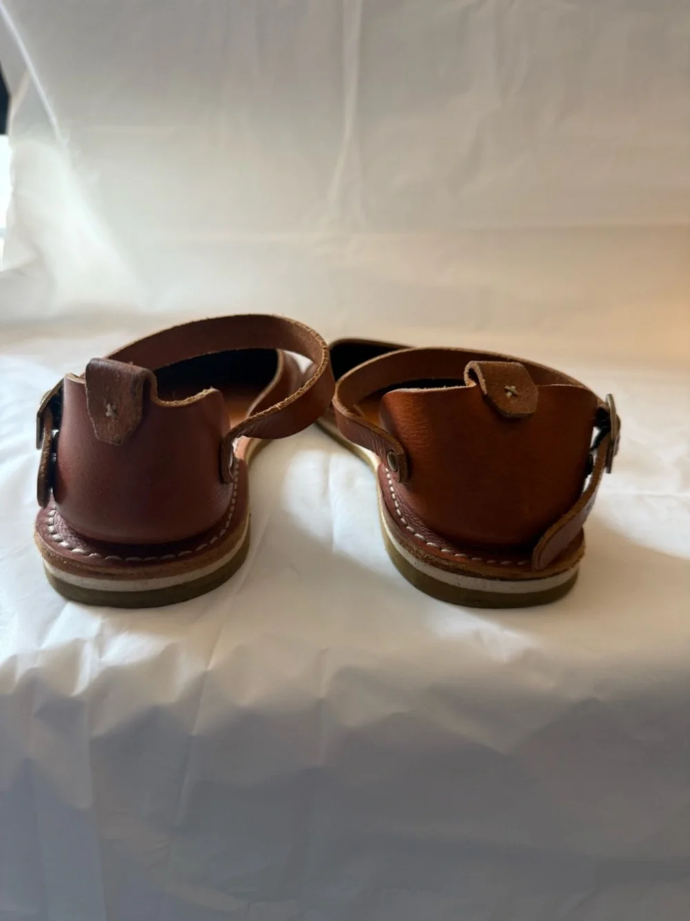 Women's Brown Leather Ankle-Strap Sandals minimalist - Picture 5 of 6